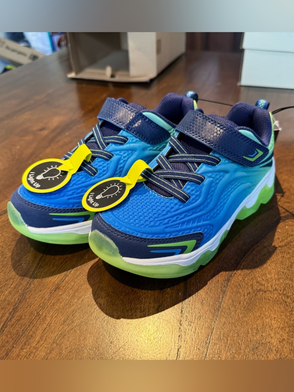 NWT Blue and Green Light-Up Kids Sneakers